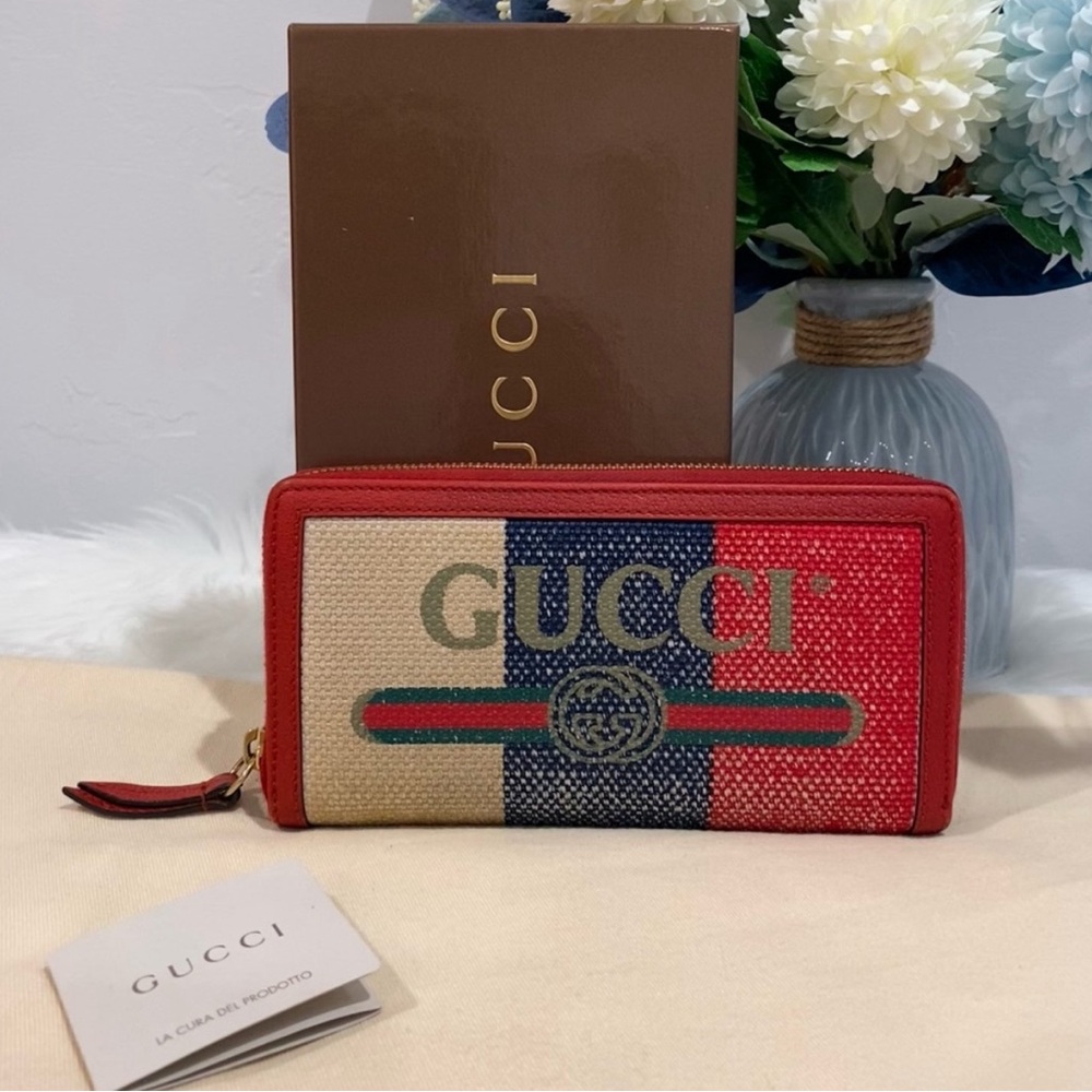 Gucci Red and Beige Wallet